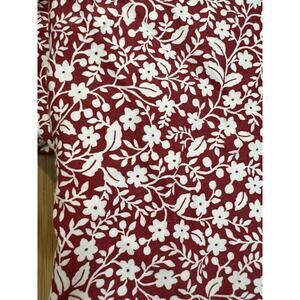 Charter Club Damask Designs Queen Flat Sheet Red Floral 100% Supima Cotton